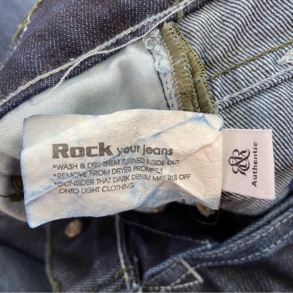 ROCK & Republic dark blue Henlee  jeans with a button fly skull head rock biker - Picture 9 of 15